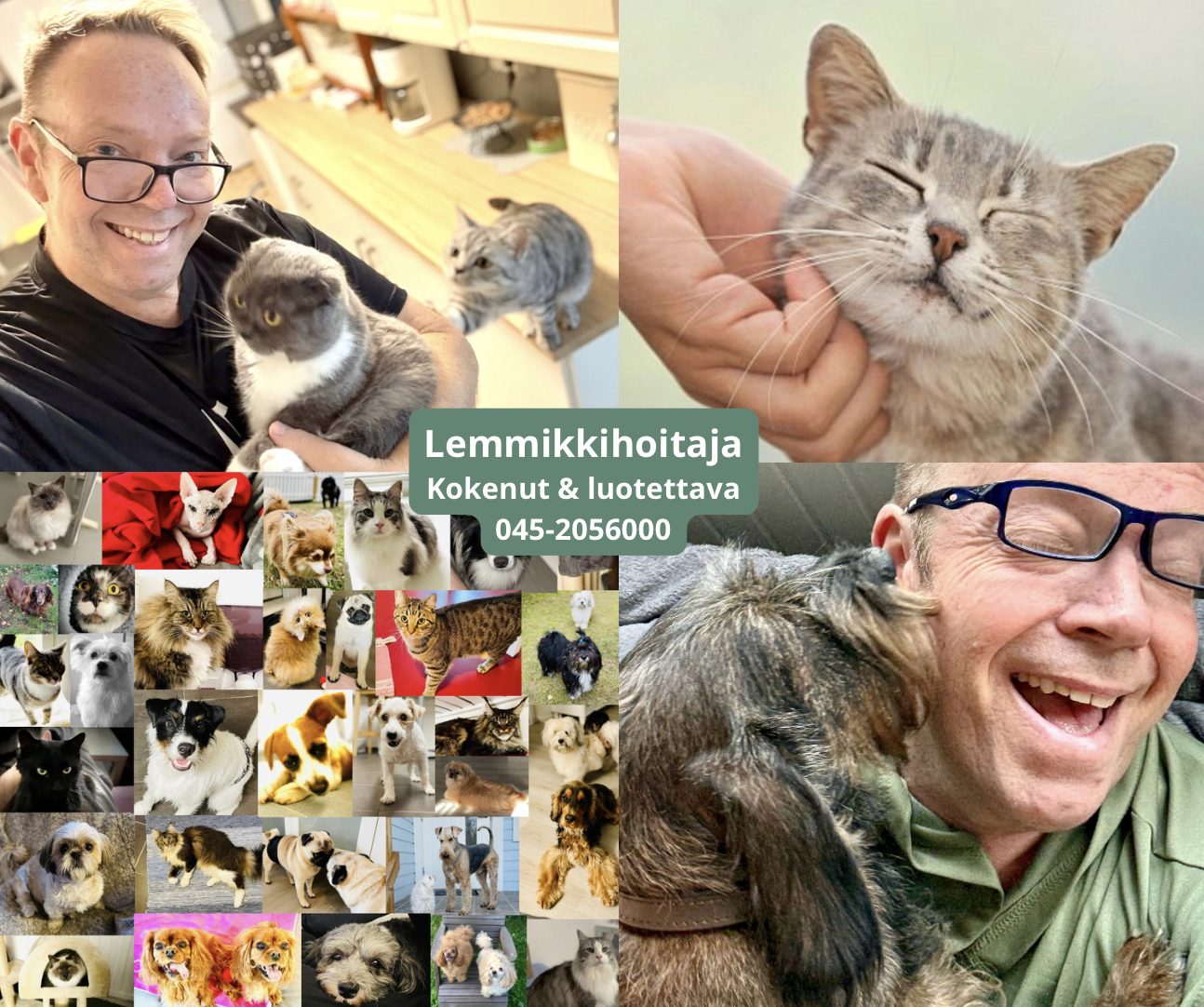 Hoitaja sekä muutama tyytyväinen asiakas